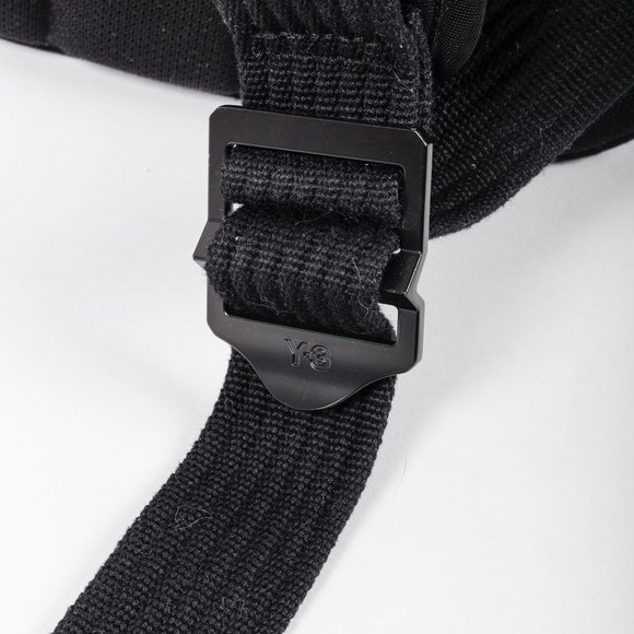 Y-3 Logo Embroidered Black Canvas Backpack - Picture 11 of 16